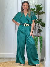 Load image into Gallery viewer, &quot;Priscila&quot; Short Dolman Sleeve Satin Jumpsuit
