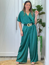 Load image into Gallery viewer, &quot;Priscila&quot; Short Dolman Sleeve Satin Jumpsuit
