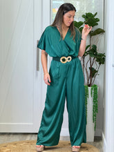 Load image into Gallery viewer, &quot;Priscila&quot; Short Dolman Sleeve Satin Jumpsuit
