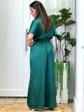 Load image into Gallery viewer, &quot;Priscila&quot; Short Dolman Sleeve Satin Jumpsuit
