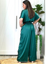 Load image into Gallery viewer, &quot;Priscila&quot; Short Dolman Sleeve Satin Jumpsuit
