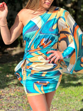 Load image into Gallery viewer, &quot;Ravenna&quot; Multicolor One Shoulder Mini Dress
