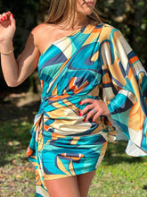 Load image into Gallery viewer, &quot;Ravenna&quot; Multicolor One Shoulder Mini Dress
