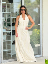 Load image into Gallery viewer, Halter Fringe Details Maxi Linen Dress
