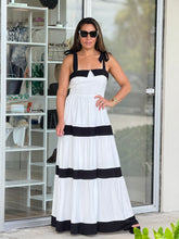 Load image into Gallery viewer, Color Block contrast Tiered Maxi Dress
