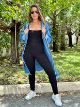 Load image into Gallery viewer, &quot;Oriana&quot; Cuffed Short Sleeve Denim Jumpsuit With Elastic Waist Belt Tie
