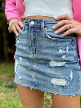 Load image into Gallery viewer, &quot;Alaia&quot; Distress Denim Stretchy Mini Skirt
