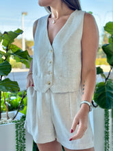 Load image into Gallery viewer, &quot;Sua&quot; Linen Vest And High Waisted Shorts
