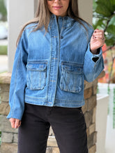 Load image into Gallery viewer, &quot;Alexia&quot; Bomber Denim Jacket
