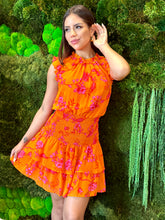 Load image into Gallery viewer, &quot;Gia&quot; Sunrise Floral Trolly Smocked Mini Dress
