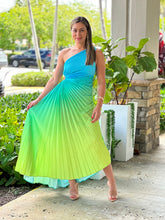 Load image into Gallery viewer, &quot;Venice&quot;Ombre Pleaded One Shoulder Sleeve Maxi Dress
