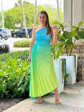 Load image into Gallery viewer, &quot;Venice&quot;Ombre Pleaded One Shoulder Sleeve Maxi Dress
