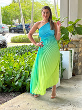 Load image into Gallery viewer, &quot;Venice&quot;Ombre Pleaded One Shoulder Sleeve Maxi Dress
