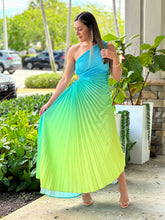 Load image into Gallery viewer, &quot;Venice&quot;Ombre Pleaded One Shoulder Sleeve Maxi Dress
