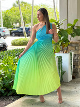 Load image into Gallery viewer, &quot;Venice&quot;Ombre Pleaded One Shoulder Sleeve Maxi Dress
