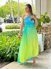 Load image into Gallery viewer, &quot;Venice&quot;Ombre Pleaded One Shoulder Sleeve Maxi Dress
