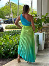 Load image into Gallery viewer, &quot;Venice&quot;Ombre Pleaded One Shoulder Sleeve Maxi Dress
