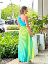 Load image into Gallery viewer, &quot;Venice&quot;Ombre Pleaded One Shoulder Sleeve Maxi Dress
