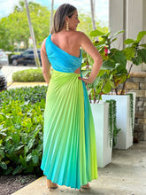 Load image into Gallery viewer, &quot;Venice&quot;Ombre Pleaded One Shoulder Sleeve Maxi Dress
