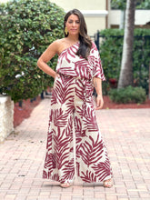 Load image into Gallery viewer, &#39;Thaciana&quot; Printed One Shoulder Belted Jumpsuit
