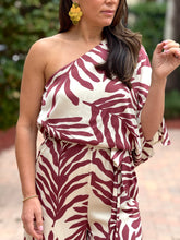 Load image into Gallery viewer, &#39;Thaciana&quot; Printed One Shoulder Belted Jumpsuit
