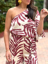 Load image into Gallery viewer, &#39;Thaciana&quot; Printed One Shoulder Belted Jumpsuit
