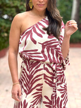 Load image into Gallery viewer, &#39;Thaciana&quot; Printed One Shoulder Belted Jumpsuit
