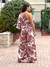 Load image into Gallery viewer, &#39;Thaciana&quot; Printed One Shoulder Belted Jumpsuit
