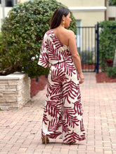 Load image into Gallery viewer, &#39;Thaciana&quot; Printed One Shoulder Belted Jumpsuit
