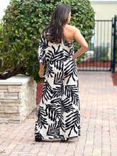 Load image into Gallery viewer, &quot;Thaciana&quot; Printed One Shoulder Belted Jumpsuit
