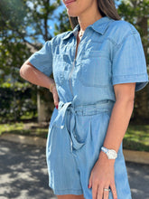 Load image into Gallery viewer, &quot;Martina&quot; Short Sleeve Denim Romper
