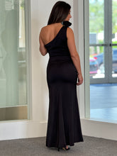 Load image into Gallery viewer, &quot;Maple&quot; Chain Trim One Shoulder Gathered Maxi Dress
