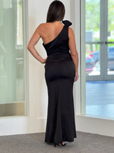 Load image into Gallery viewer, &quot;Maple&quot; Chain Trim One Shoulder Gathered Maxi Dress
