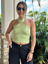 Load image into Gallery viewer, &quot;Carla&quot; Knit Halter Top With Wide Crossed Strap
