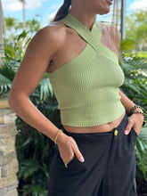 Load image into Gallery viewer, &quot;Carla&quot; Knit Halter Top With Wide Crossed Strap
