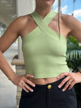 Load image into Gallery viewer, &quot;Carla&quot; Knit Halter Top With Wide Crossed Strap
