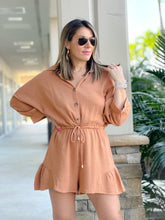 Load image into Gallery viewer, &quot;Laura&quot; Dolman Sleeve Button Down Romper
