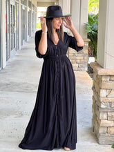 Load image into Gallery viewer, &quot;Ina&quot; Embroidery Solid Back Kimono Dress .
