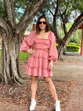 Load image into Gallery viewer, &quot;Layla&quot; Balloon Sleeve Cut Out Waist Dress

