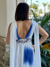 Load image into Gallery viewer, White Chiffon Blue Tie Dye Print Dress
