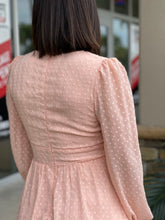 Load image into Gallery viewer, Textured feminine short dress with baggy long sleeves.
