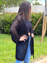 Load image into Gallery viewer, &quot;Hanna&quot; Open Crochet Belted Cardigan
