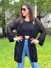 Load image into Gallery viewer, &quot;Hanna&quot; Open Crochet Belted Cardigan
