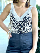 Load image into Gallery viewer, Leopard Print Lace Strap V neck Tank Top
