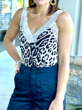 Load image into Gallery viewer, Leopard Print Lace Strap V neck Tank Top
