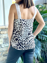 Load image into Gallery viewer, Leopard Print Lace Strap V neck Tank Top
