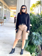 Load image into Gallery viewer, Camel Color Leather Bermuda Shorts With Pockets
