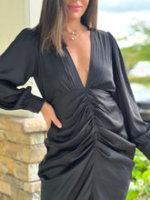 Load image into Gallery viewer, &quot;Marcella&quot; Satin Long Sleeve Mini Dress
