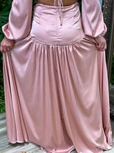 Load image into Gallery viewer, “Francesca” Satin Long Sleeve With Ruffes Maxi Dress
